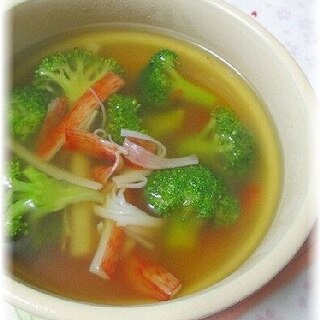 ブロッコリーのカニカマの簡単スープ